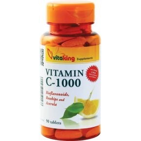 Vitaking C-1000 C-vitamin tabletta bioflavonoidokkal 90db - Étrend-kiegészítő, vitamin, C-vitamin