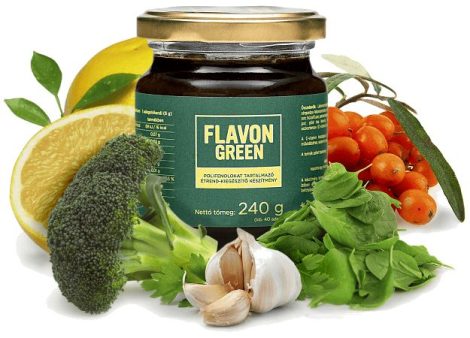 Flavon Green zöldség- és gyümölcskoncentrátum 240g - Étrend-kiegészítő, vitamin, FLAVON