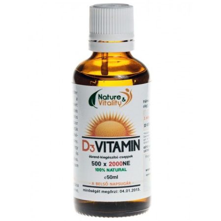 Nature & Vitality D3-vitamin cseppek 2000NE x 500 adag, 50 ml